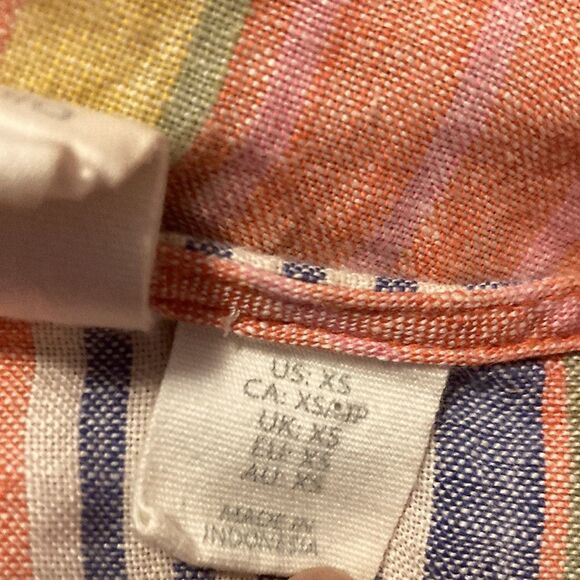 C&C California 100% Linen Rainbow Colorful Striped Top Size XS - Picture 11 of 11